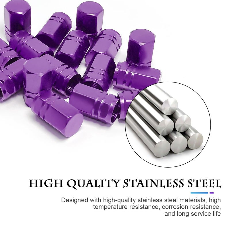 Fekey&JF 16 PCS Car Tire Valve Stem Caps, Waterproof Airtight Car Wheel Tire Valve Stem Covers Universal for Cars, Bicycles, Trucks, Motorcycles, Car Accessories for Men Women (Purple) - Image 3